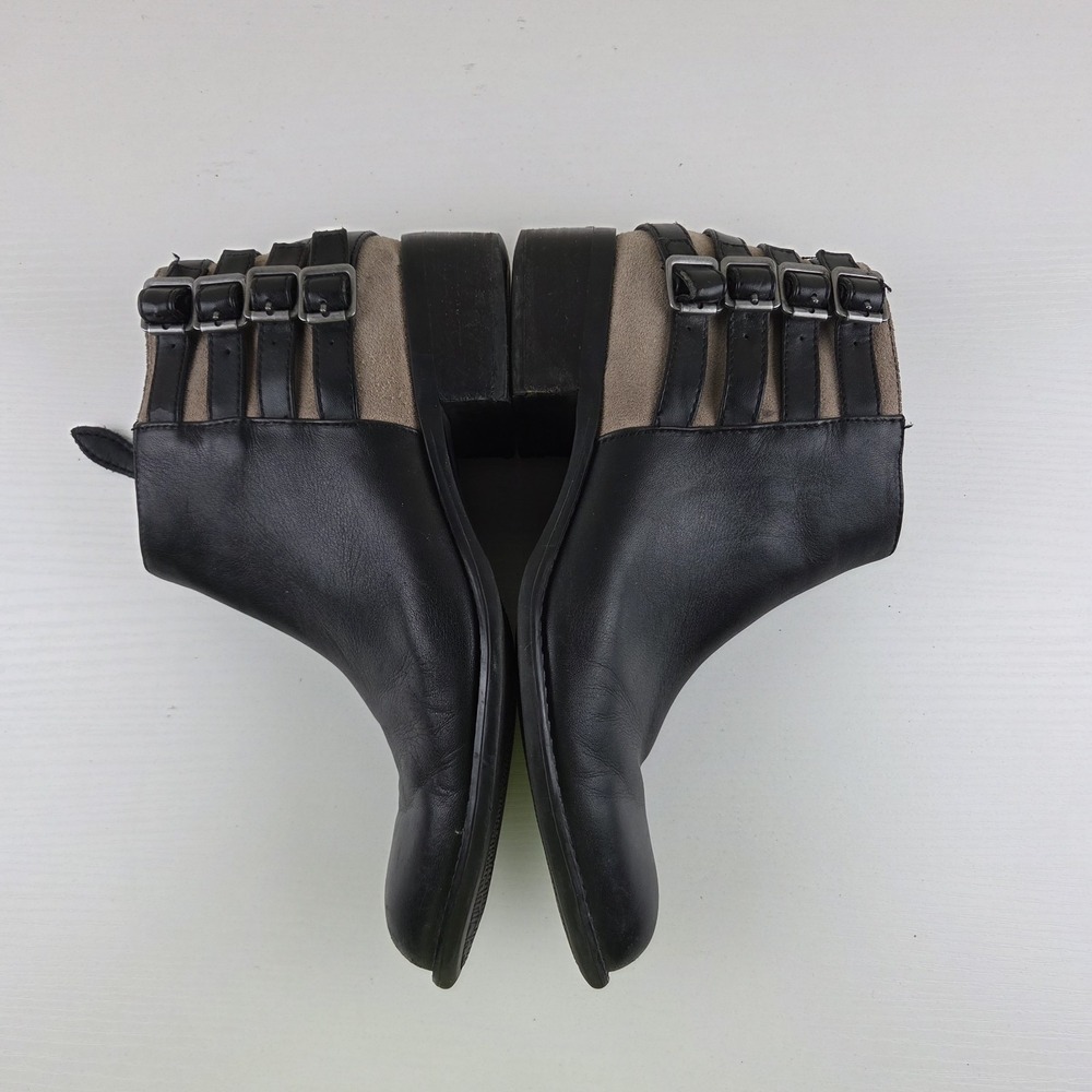 Franco Sarto Cyan Black Leather Ankle Zip Booties Block Heel Women's Size 9 M - Picture 9 of 11